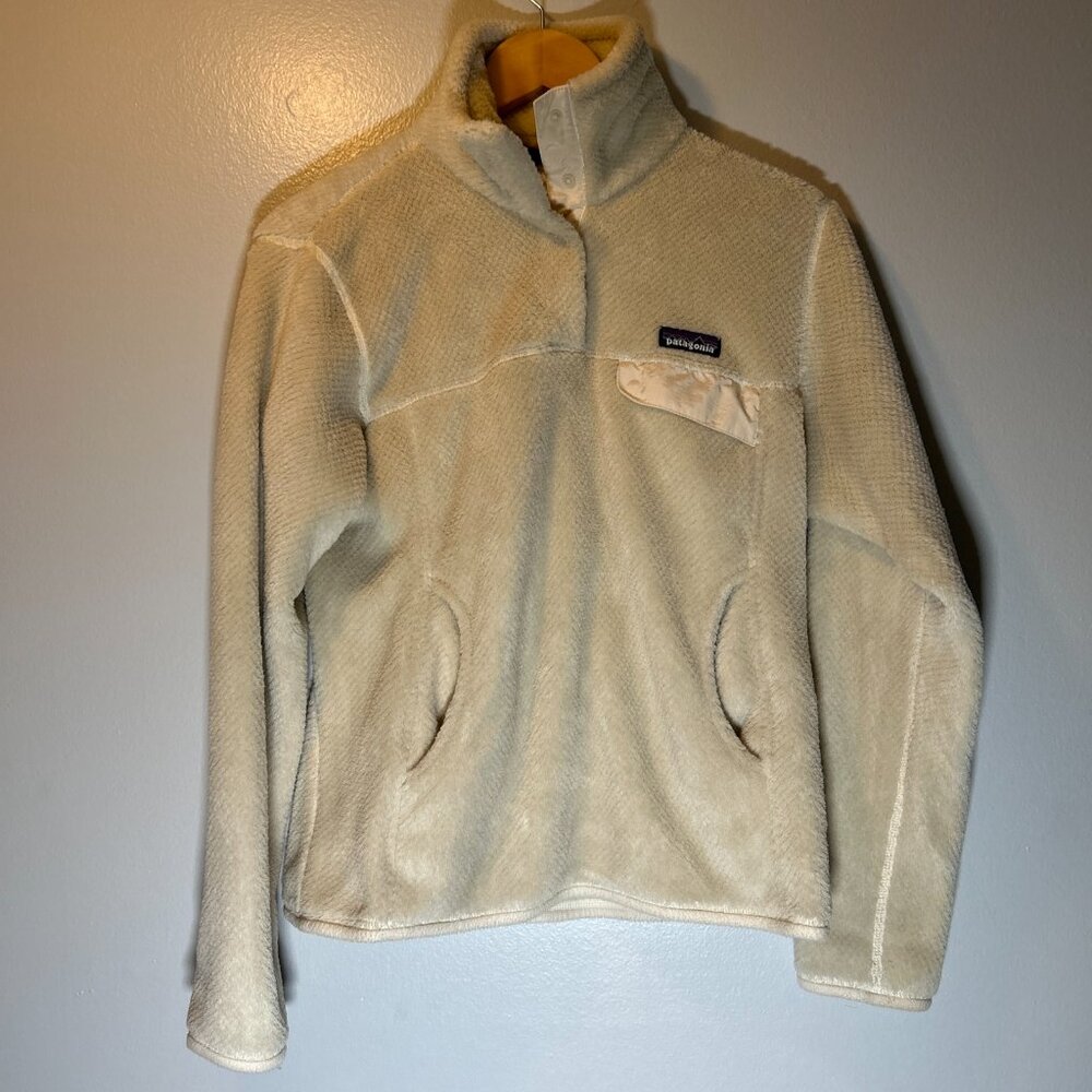 Patagonia Jacket Re-Tool Snap-T Pullover Women's Small Polartec Fleece Off White